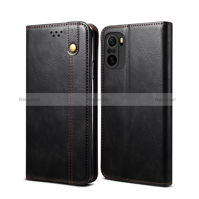 Leather Case Stands Flip Cover Holder B01S for Xiaomi Mi 11X 5G Black