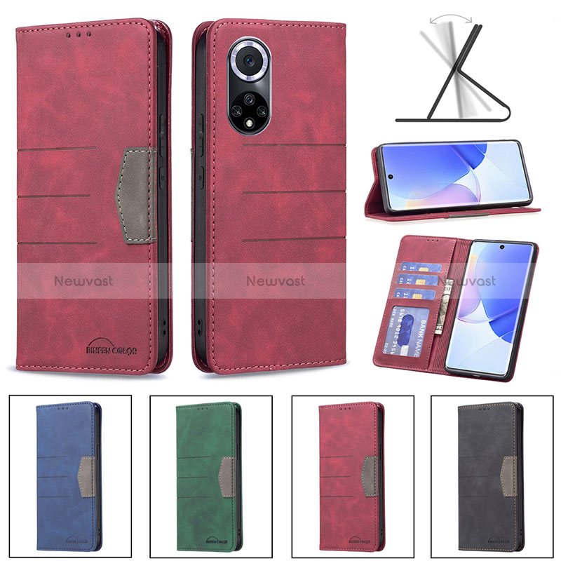 Leather Case Stands Flip Cover Holder B02F for Huawei Nova 9