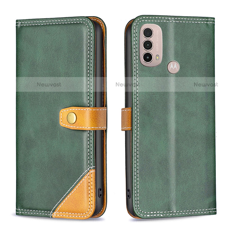 Leather Case Stands Flip Cover Holder B02F for Motorola Moto E30