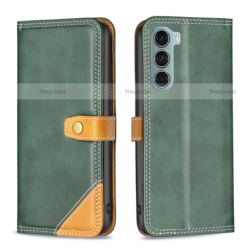 Leather Case Stands Flip Cover Holder B02F for Motorola Moto Edge S30 5G Green
