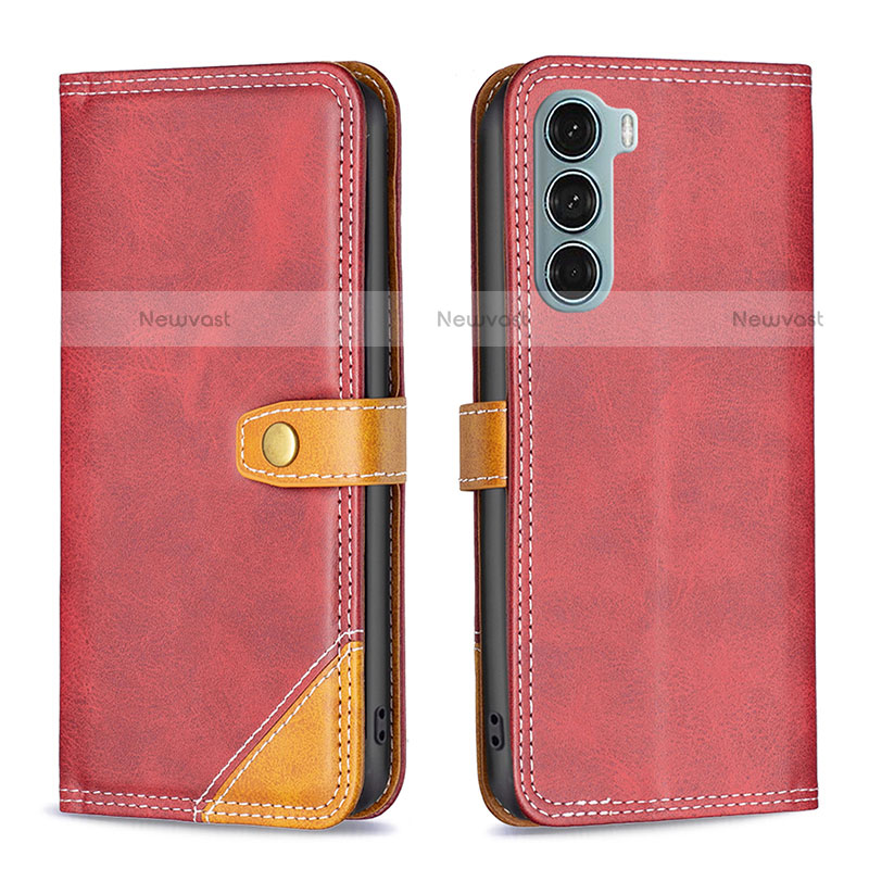 Leather Case Stands Flip Cover Holder B02F for Motorola Moto Edge S30 5G Red