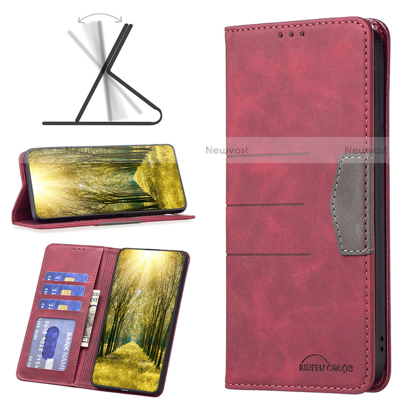 Leather Case Stands Flip Cover Holder B02F for Motorola Moto G Play (2023)