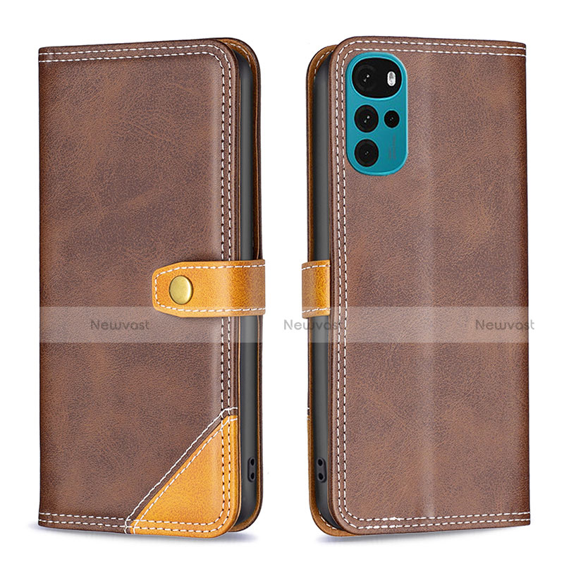 Leather Case Stands Flip Cover Holder B02F for Motorola Moto G22