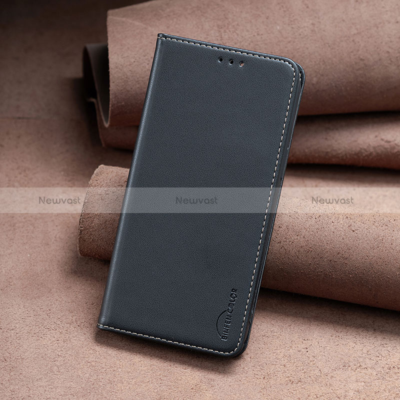 Leather Case Stands Flip Cover Holder B02F for Nokia C210 Black