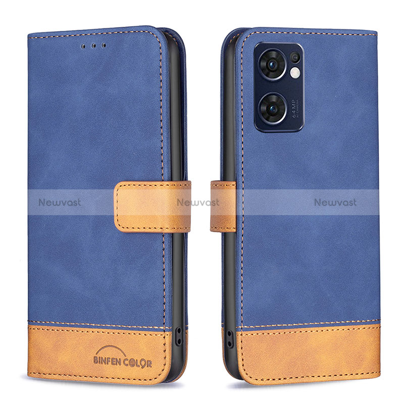 Leather Case Stands Flip Cover Holder B02F for OnePlus Nord CE 2 5G Blue