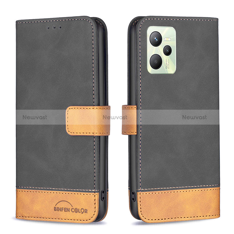 Leather Case Stands Flip Cover Holder B02F for Realme Narzo 50A Prime