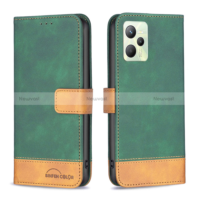 Leather Case Stands Flip Cover Holder B02F for Realme Narzo 50A Prime