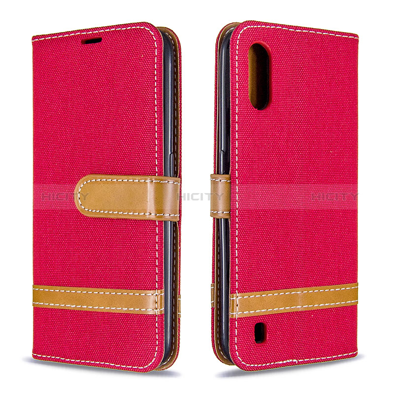 Leather Case Stands Flip Cover Holder B02F for Samsung Galaxy A01 SM-A015