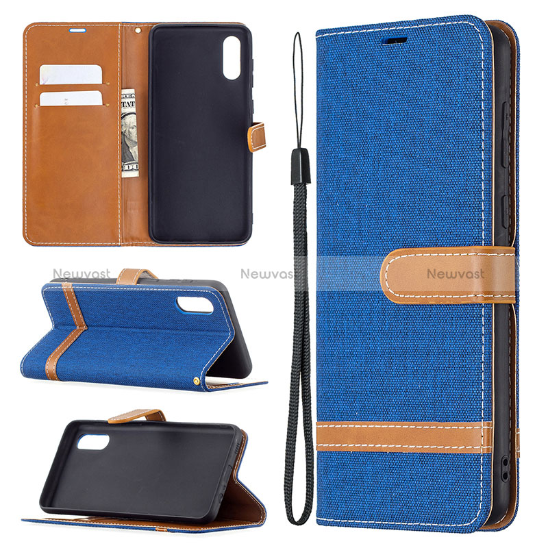 Leather Case Stands Flip Cover Holder B02F for Samsung Galaxy A02