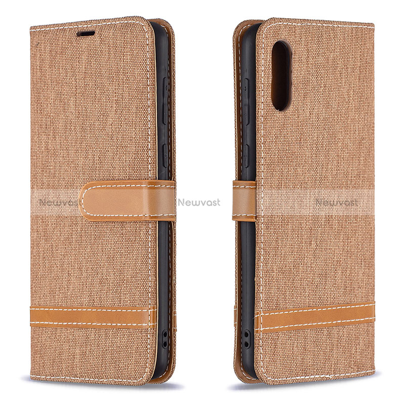 Leather Case Stands Flip Cover Holder B02F for Samsung Galaxy A02 Gold