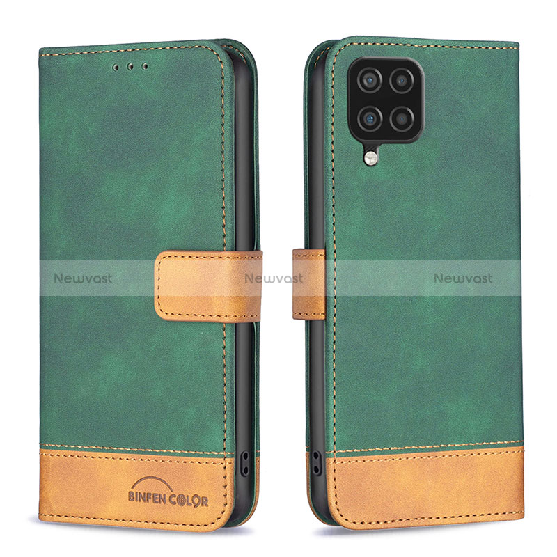 Leather Case Stands Flip Cover Holder B02F for Samsung Galaxy A12 5G Green