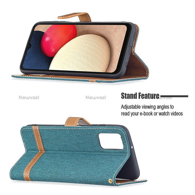 Leather Case Stands Flip Cover Holder B02F for Samsung Galaxy M02s