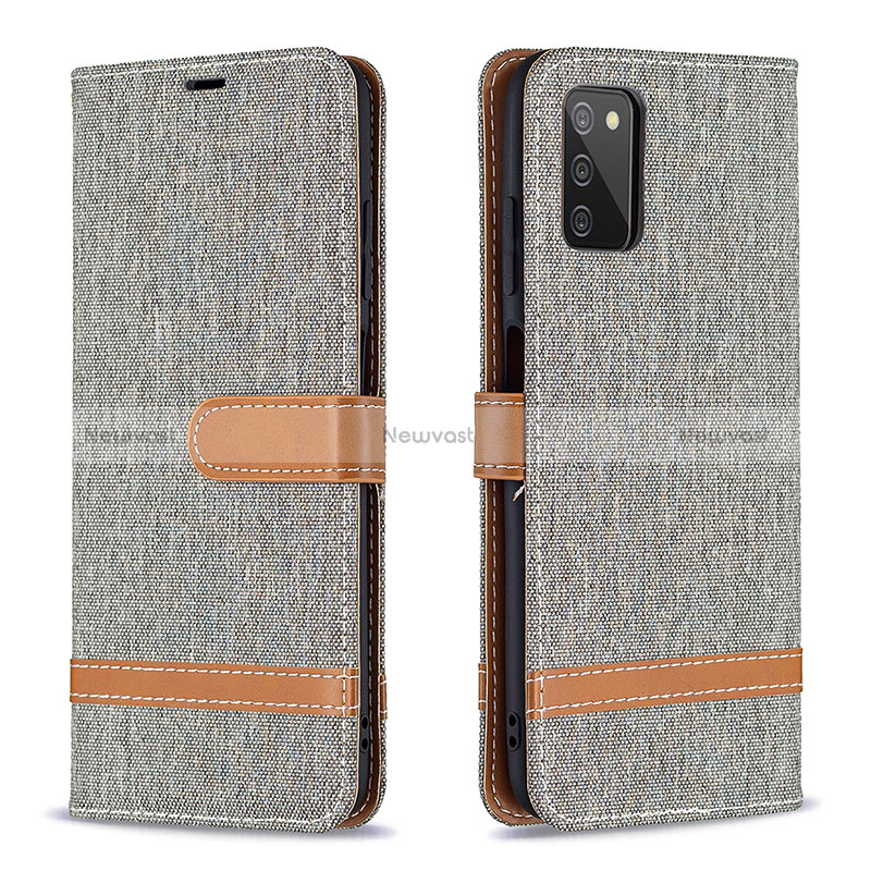 Leather Case Stands Flip Cover Holder B02F for Samsung Galaxy M02s