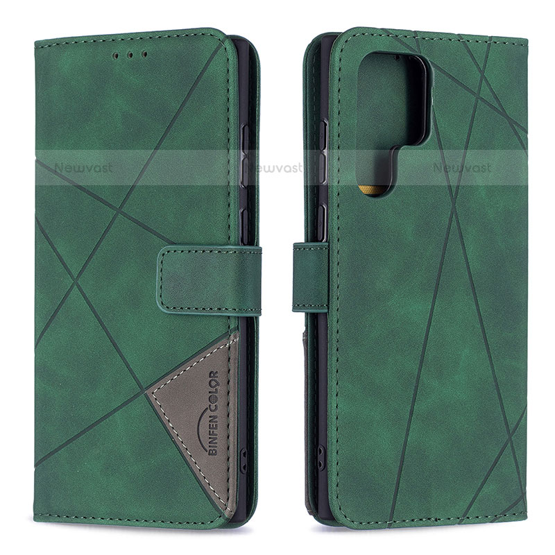 Leather Case Stands Flip Cover Holder B02F for Samsung Galaxy S21 Ultra 5G Green