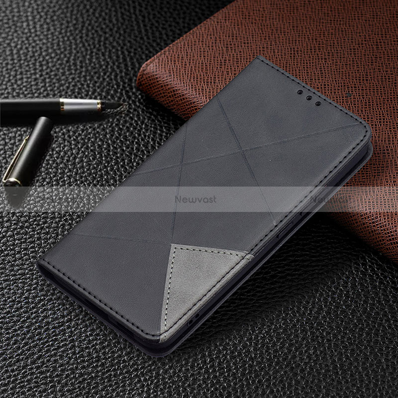 Leather Case Stands Flip Cover Holder B02F for Samsung Galaxy S24 5G Black