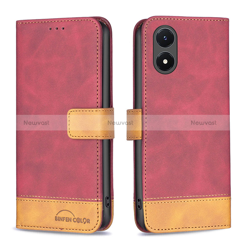 Leather Case Stands Flip Cover Holder B02F for Vivo Y02S