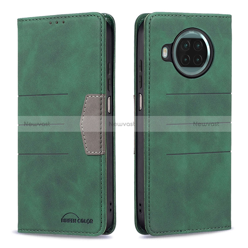 Leather Case Stands Flip Cover Holder B02F for Xiaomi Mi 10i 5G Green