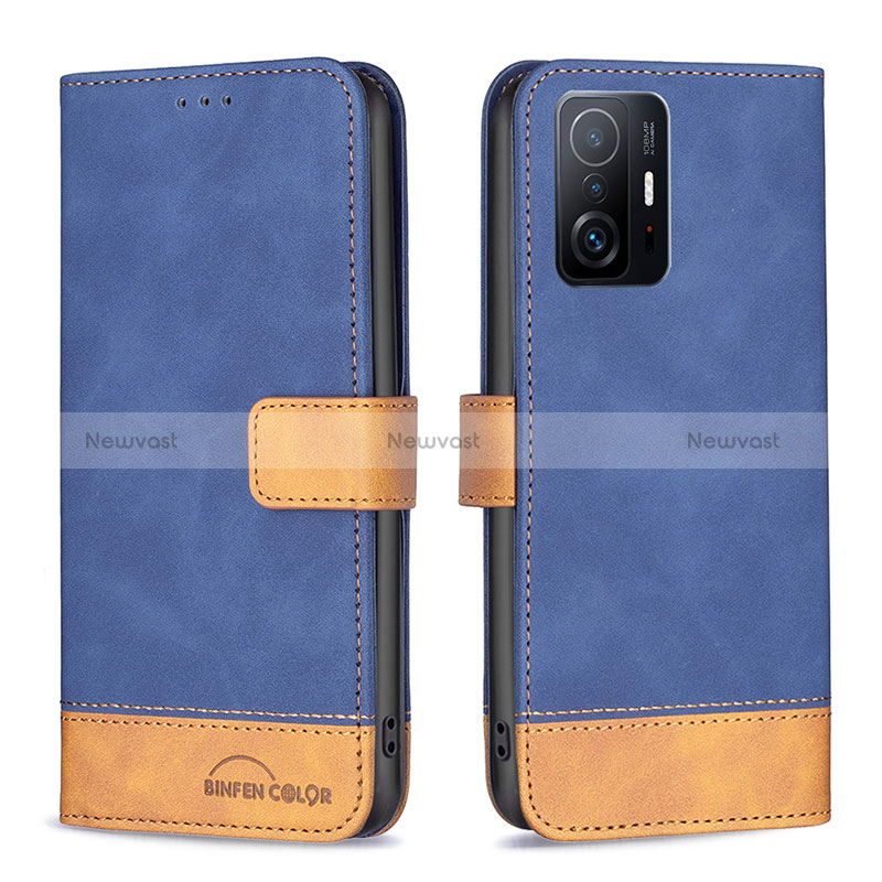 Leather Case Stands Flip Cover Holder B02F for Xiaomi Mi 11T Pro 5G Blue