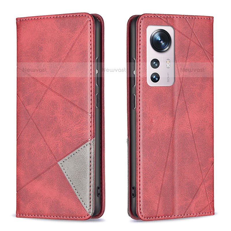 Leather Case Stands Flip Cover Holder B02F for Xiaomi Mi 12S 5G Red