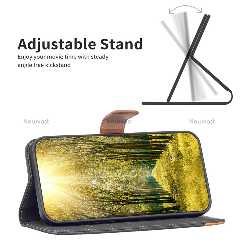 Leather Case Stands Flip Cover Holder B02F for Xiaomi Redmi 10 5G