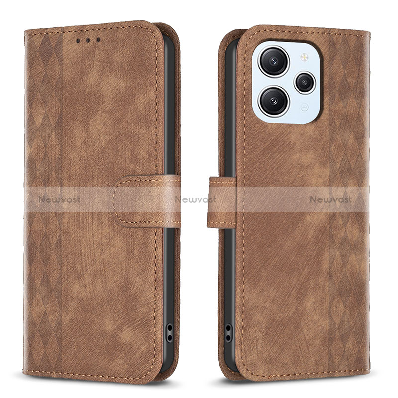 Leather Case Stands Flip Cover Holder B02F for Xiaomi Redmi 12 4G