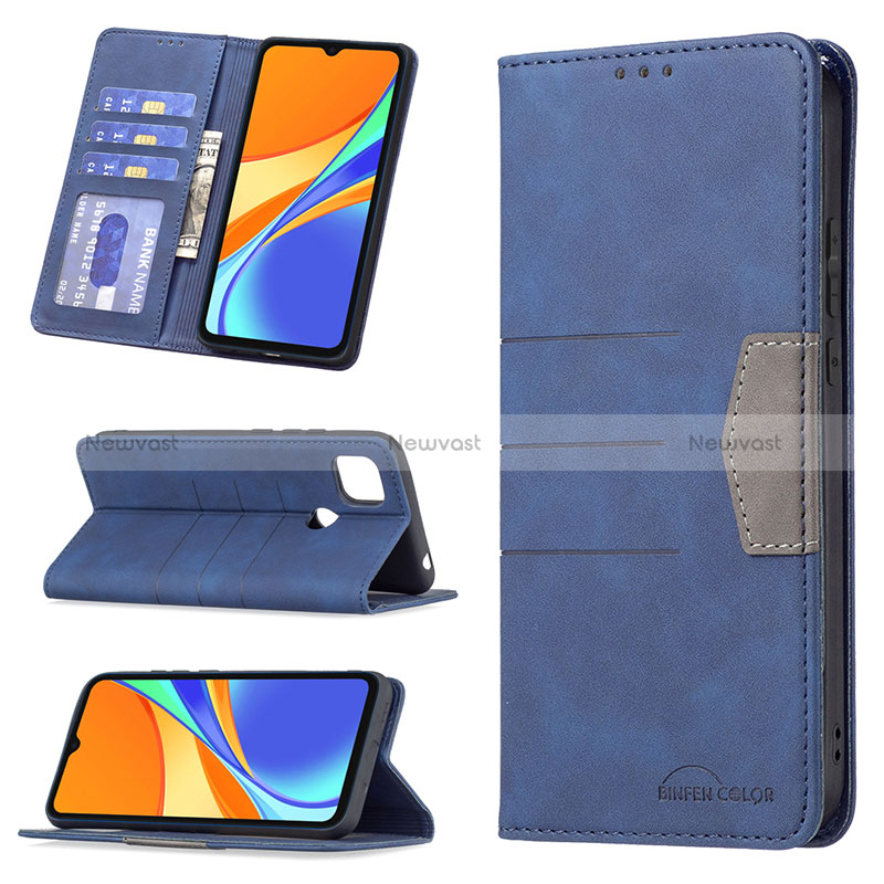 Leather Case Stands Flip Cover Holder B02F for Xiaomi Redmi 9 Activ