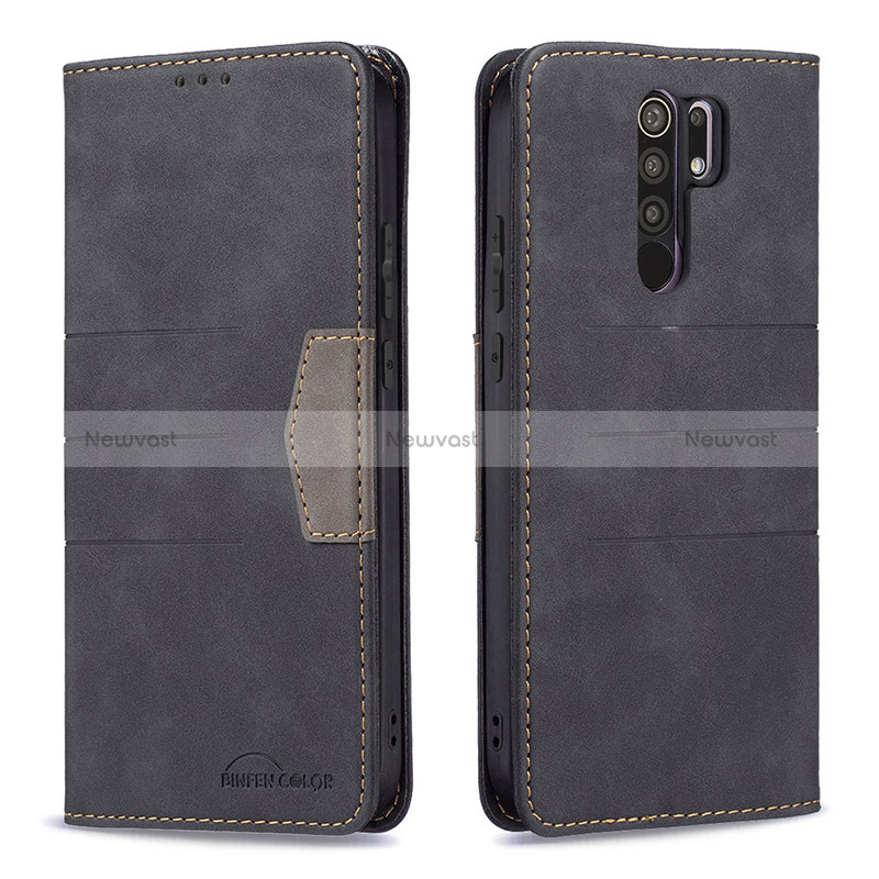 Leather Case Stands Flip Cover Holder B02F for Xiaomi Redmi 9 Prime India