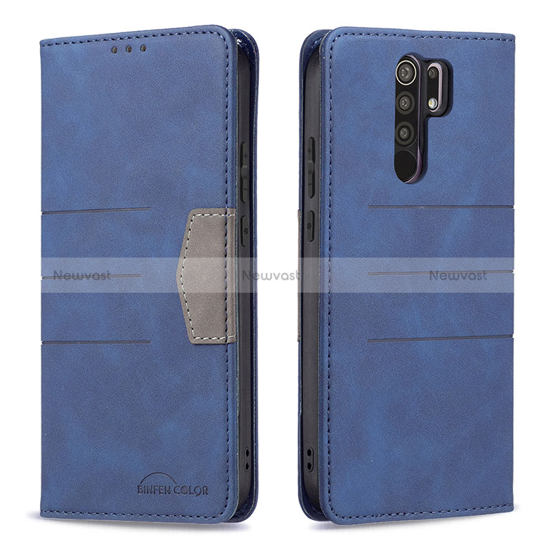 Leather Case Stands Flip Cover Holder B02F for Xiaomi Redmi 9 Prime India