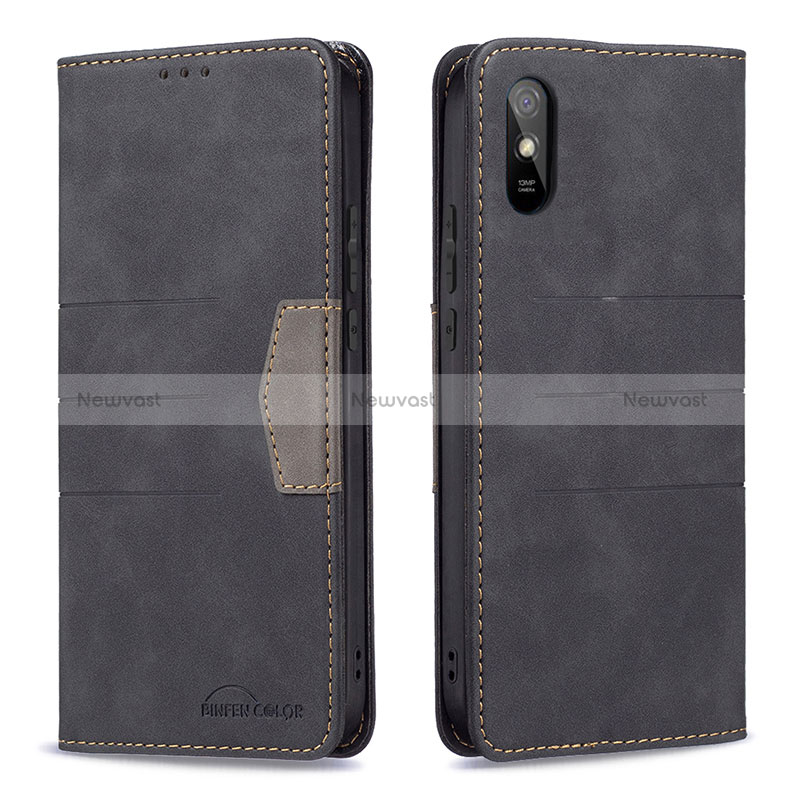 Leather Case Stands Flip Cover Holder B02F for Xiaomi Redmi 9i