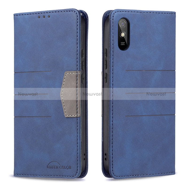 Leather Case Stands Flip Cover Holder B02F for Xiaomi Redmi 9i