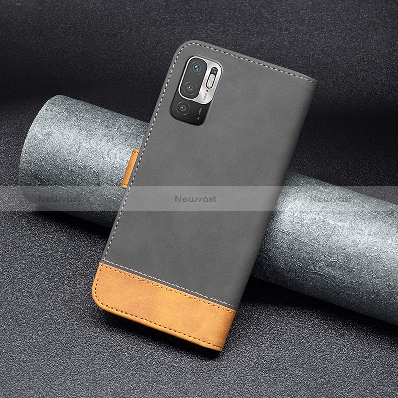 Leather Case Stands Flip Cover Holder B02F for Xiaomi Redmi Note 10 5G