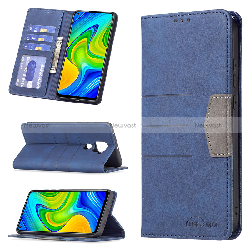 Leather Case Stands Flip Cover Holder B02F for Xiaomi Redmi Note 9