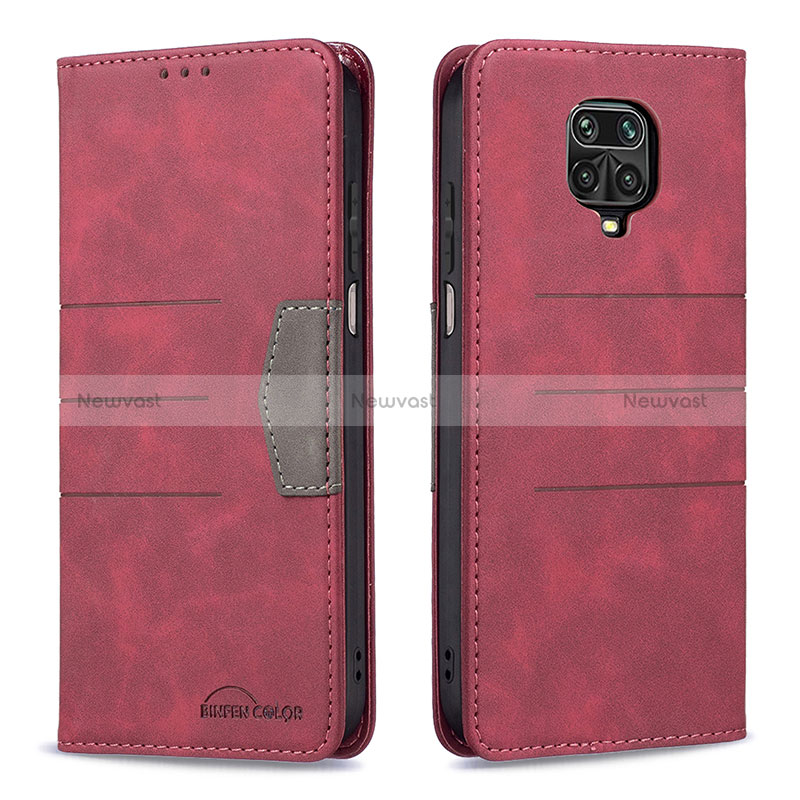 Leather Case Stands Flip Cover Holder B02F for Xiaomi Redmi Note 9 Pro