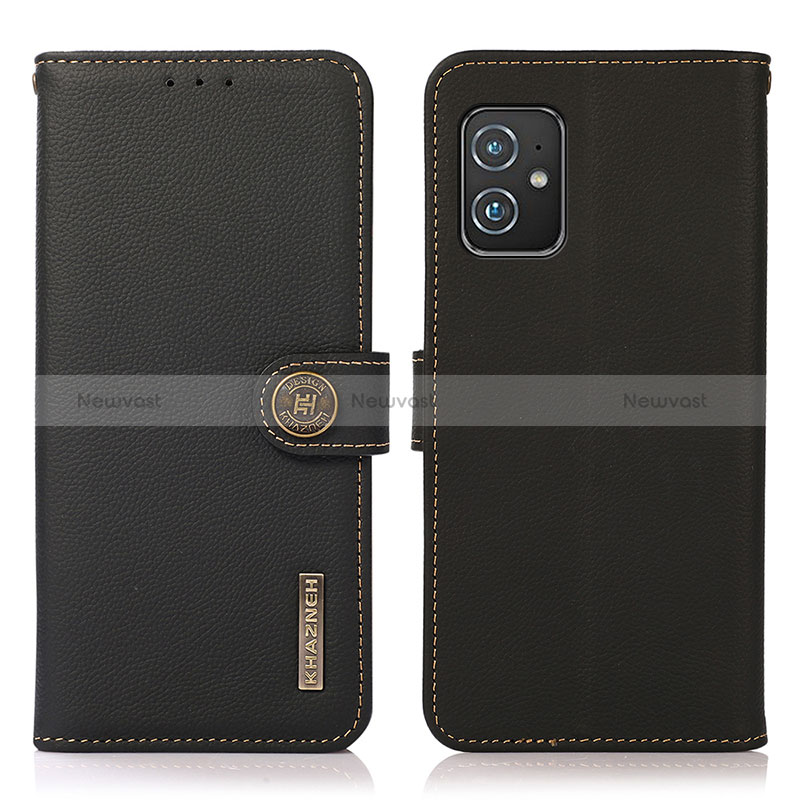 Leather Case Stands Flip Cover Holder B02H for Asus ZenFone 8 Mini Black