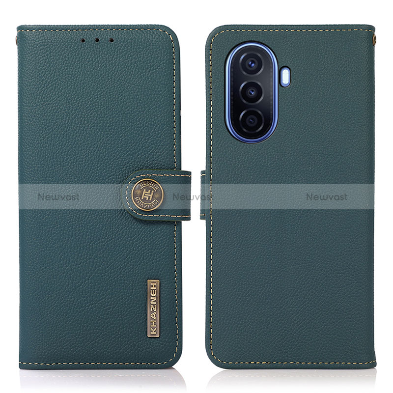 Leather Case Stands Flip Cover Holder B02H for Huawei Enjoy 50 Green