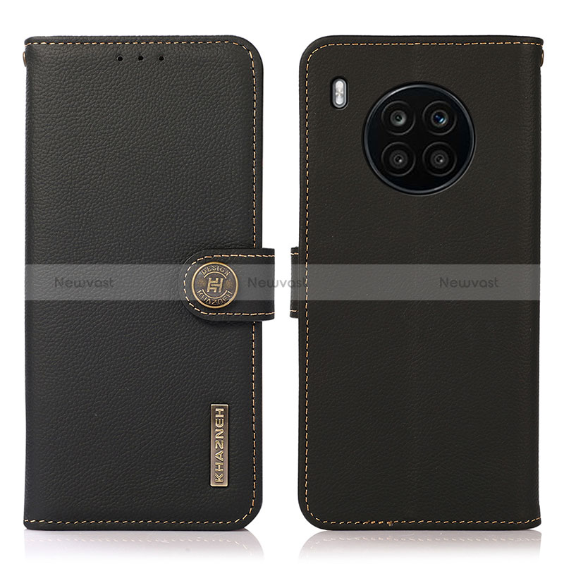 Leather Case Stands Flip Cover Holder B02H for Huawei Nova 8i Black