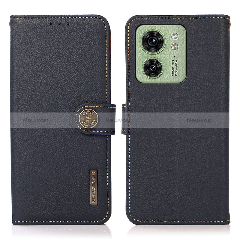 Leather Case Stands Flip Cover Holder B02H for Motorola Moto Edge (2023) 5G Blue