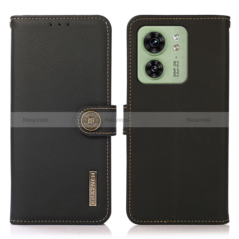 Leather Case Stands Flip Cover Holder B02H for Motorola Moto Edge 40 5G Black