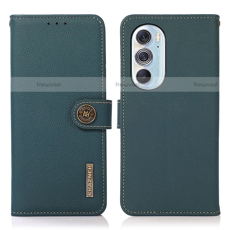 Leather Case Stands Flip Cover Holder B02H for Motorola Moto Edge Plus (2022) 5G Green