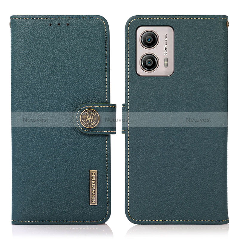 Leather Case Stands Flip Cover Holder B02H for Motorola Moto G53j 5G Green