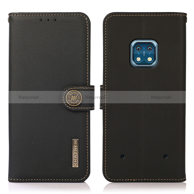 Leather Case Stands Flip Cover Holder B02H for Nokia XR20 Black