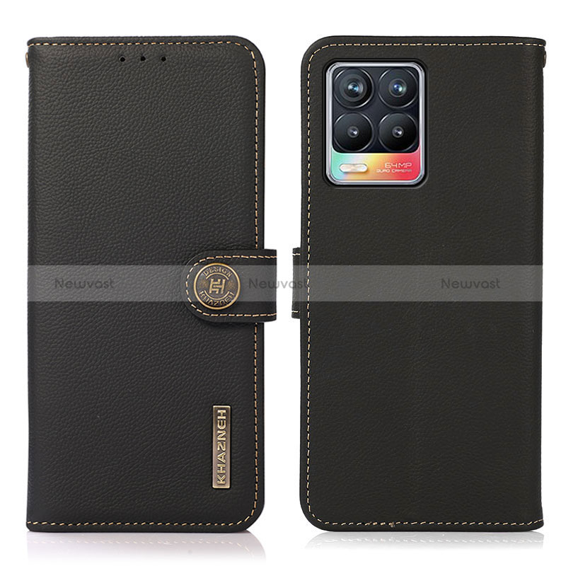 Leather Case Stands Flip Cover Holder B02H for Realme 8 Pro Black