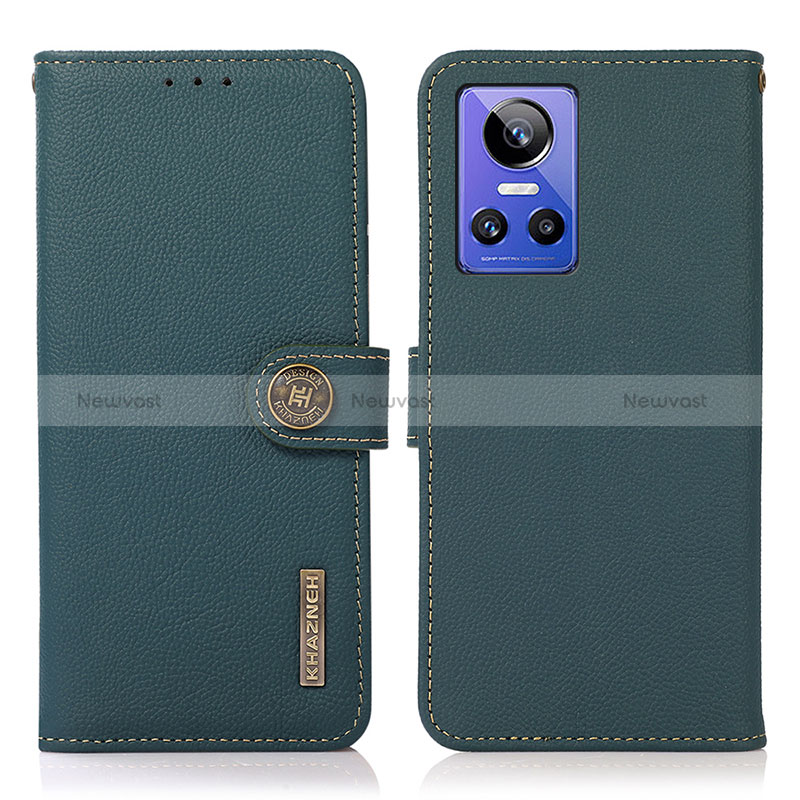 Leather Case Stands Flip Cover Holder B02H for Realme GT Neo3 5G Green