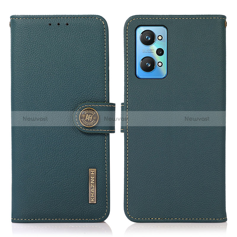 Leather Case Stands Flip Cover Holder B02H for Realme GT2 5G Green