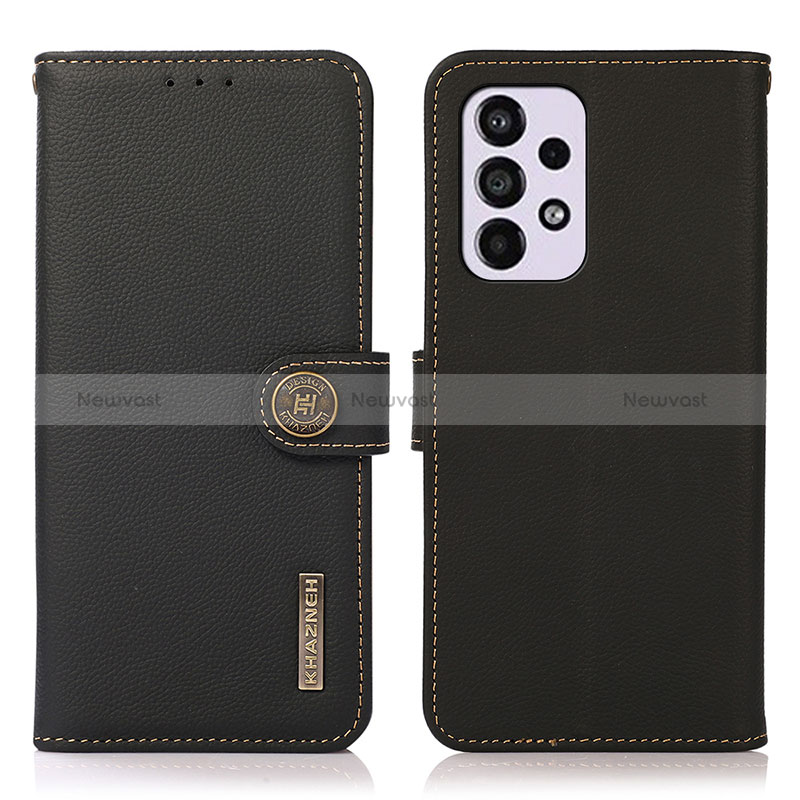 Leather Case Stands Flip Cover Holder B02H for Samsung Galaxy A33 5G Black