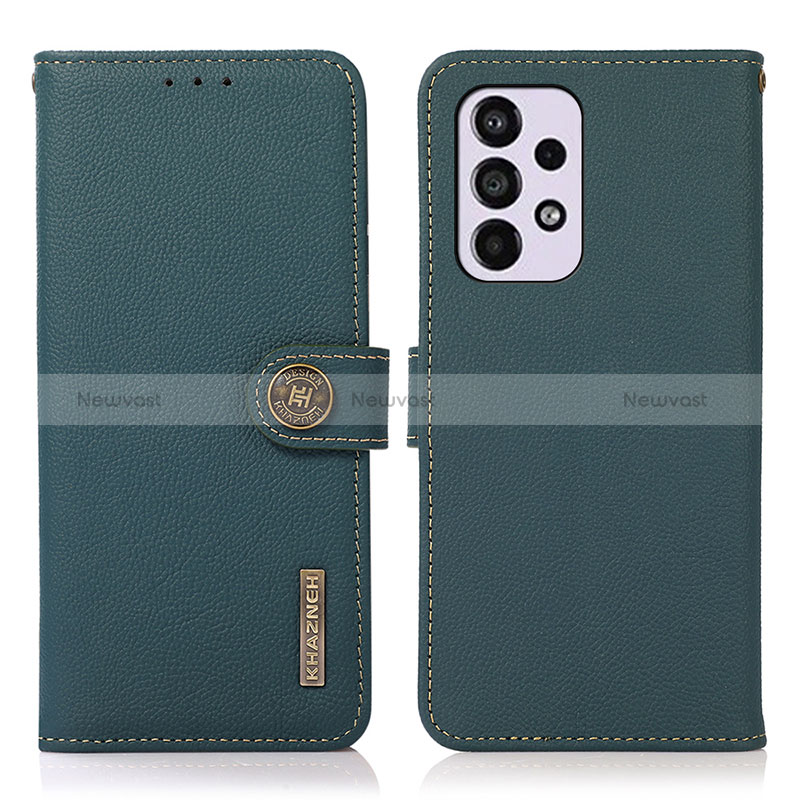 Leather Case Stands Flip Cover Holder B02H for Samsung Galaxy A33 5G Green