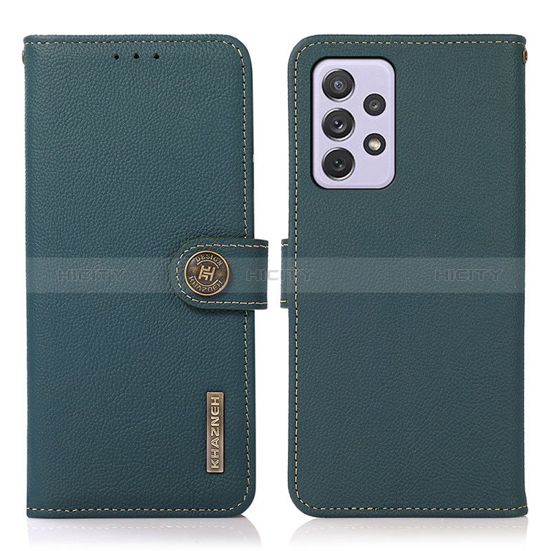 Leather Case Stands Flip Cover Holder B02H for Samsung Galaxy A73 5G Green