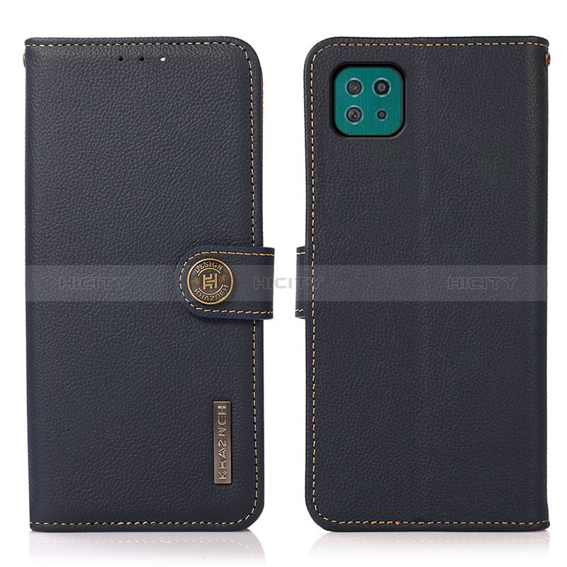 Leather Case Stands Flip Cover Holder B02H for Samsung Galaxy F42 5G Blue