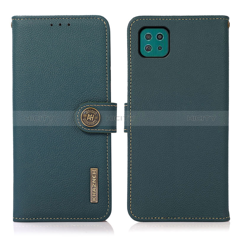 Leather Case Stands Flip Cover Holder B02H for Samsung Galaxy F42 5G Green