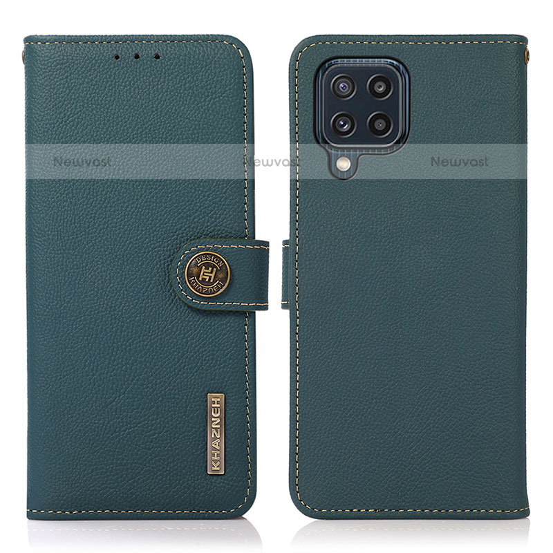 Leather Case Stands Flip Cover Holder B02H for Samsung Galaxy M32 4G Green